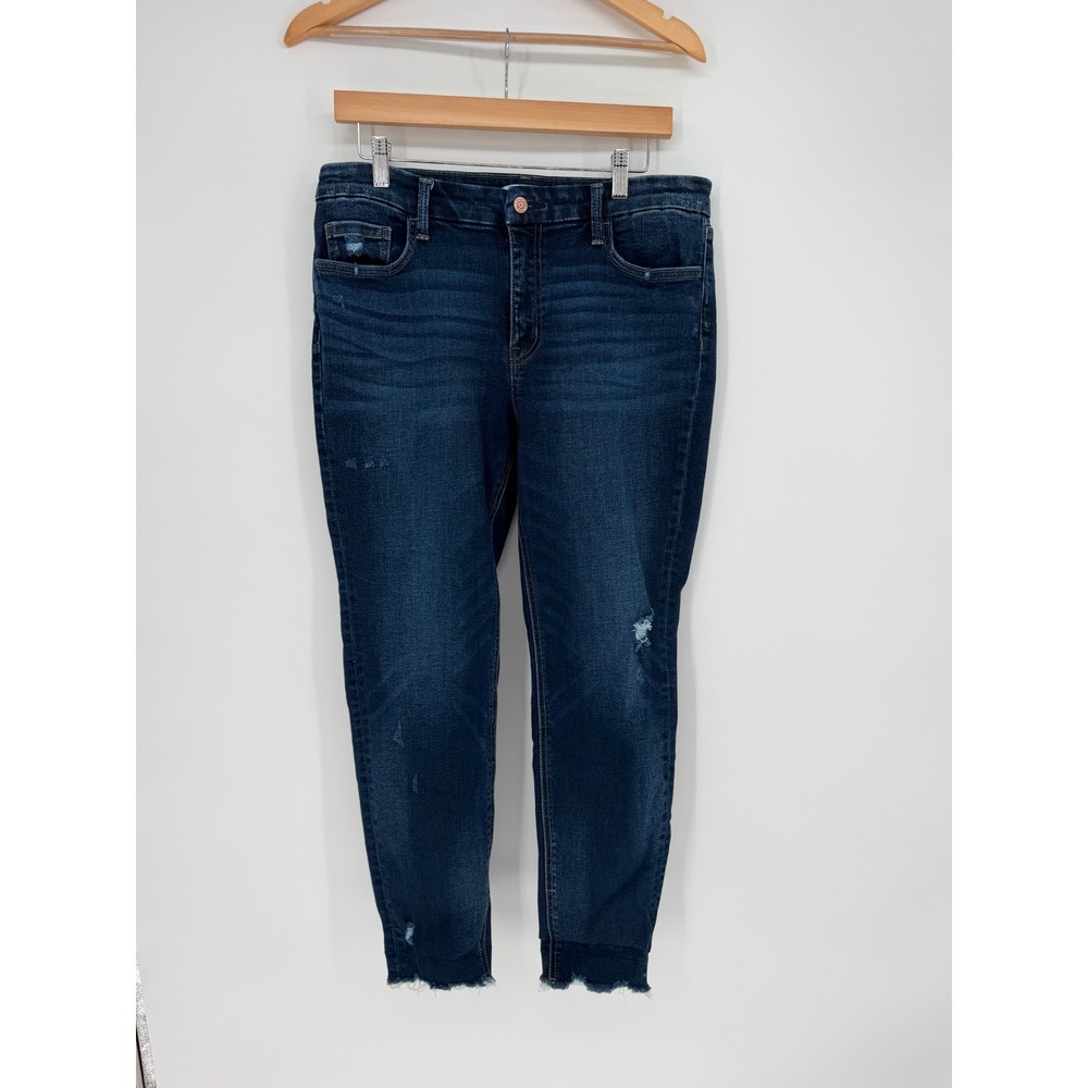 Flying Monkey Skinny Jeans 31 Dark Wash Distressed Raw Hem Indie Streetwear